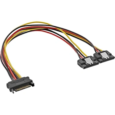 Afbeelding van InLine® SATA Y voedingskabel, V naar 2x M, 0,3m