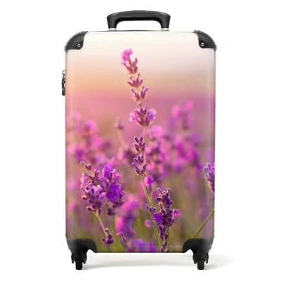 Afbeelding van NoBoringSuitcases.com® Paarse handbagage koffer Paars 55x35x25