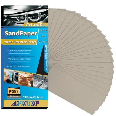 Afbeelding van ALPXUXP Schuurpapier Set,30 stuks 93 x 230mm Korrel P3000 Droog/nat voor Handschuren,voor Het Polijsten van Automobiel Metaal Kunststof Hout