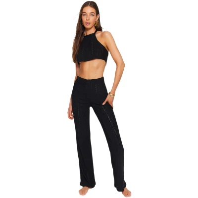 Afbeelding van Trendyol Ecru Gebreide Textuur Crop Blouse Broek Strandset Tbess23Au00038