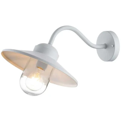 Afbeelding van Elstead Klampenborg buitenwandlamp, wit, lantaarn, roestvrij staal