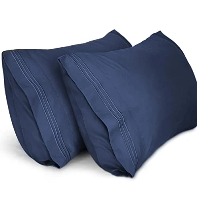 Afbeelding van Lirex Kussenslopen (2 Stuks), 50 x 75 cm Geborduurd Zachte van Geborsteld Microvezel, Machinewasbaar Kreukvrij Ademend, Blauw