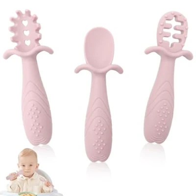 Afbeelding van Yistoi 3 stuks eetlepels baby, babylepel, leerlepel voor baby&#039;s, aanvullende voeding, babyaccessoires, babybestekset vanaf 6 maanden, geschikt baby&#039;s aanvullend leren, interessant en schattig