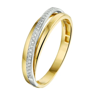 Afbeelding van Bicolor Gouden Ring diamant 0.08ct H SI 4207558 16.50 mm (52)