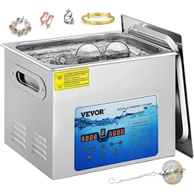 Afbeelding van VEVOR Ultrasone Reiniger 15L met 36khz 40khz Regelbare Frequentie en Tijdopnemer voor Sieraden Horlogeglazen Muntstukken Zilver