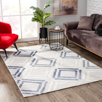 Afbeelding van Evra Burano Modern Vloerkleed Laagpolig Tapijt Grijs Blauw Rechthoek Polyester 200x280 cm