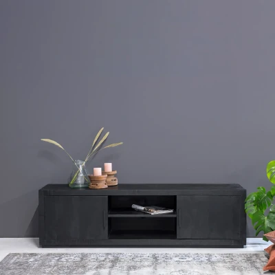 Afbeelding van Livingfurn Jaxx tv meubel 180 cm Hout zwart