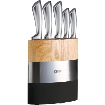 Afbeelding van Richardson Sheffield Fusion 5 delige Messenset met Messenblok Naturel Hout &amp; Zwart