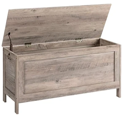 Afbeelding van HOOBRO Schoenbank, Zitkist, Speelgoedkist met deksel, Opbergkast, 100 x 40 48 cm, veiligheidsscharnieren, hal, woonkamer, envoudig te monteren, Grijs EBG100CW01