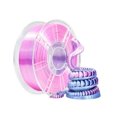 Afbeelding van iBOSS PLA+ 3D printerfilament, PLA Plus filament 1,75 mm tweekleurig zijdefilament, co extrusie glanzend printfilament 1 kg, paars zilver
