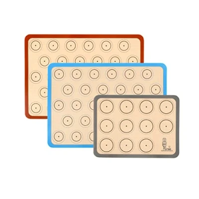 Afbeelding van Siliconen bakmat macaron koekjesblad set van 3, niet stick ovenbakjes voor bitterkoekjes/cake/brood maken, 42x29,5cm, 29,2 x 21,6 cm, Super Kitchen