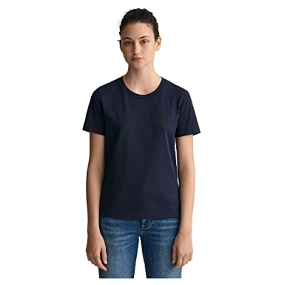 Afbeelding van GANT Tonal Shield Tshirt basic, Dames, Maat: Small, Evening blue