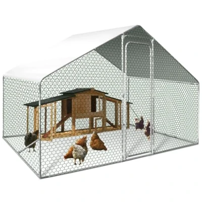 Afbeelding van IDMarket loopstal, kippenhouder, 6 m2, draadframe, van verzinkt staal, 3 x 2 m