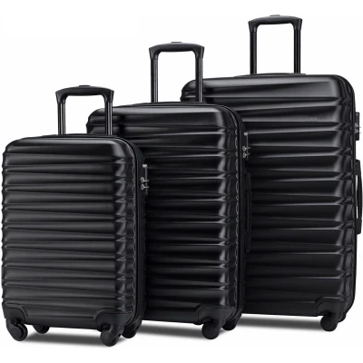 Afbeelding van YYCHAN Kofferset 3 delig Reiskoffer Set koffersets 38 L Handbagage + 75 Trolley +110 Groot ZWART