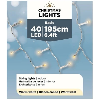 Afbeelding van Lumineo Kerstverlichting 40 led 195 cm batterijen warm wit kerstboom