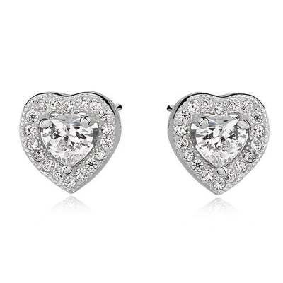 Afbeelding van JoyS Zilveren hartje oorbellen 8 mm zirkonia gehodineerd