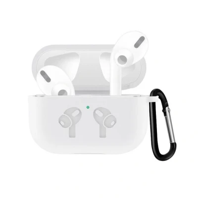 Afbeelding van AirPods Pro / 2 siliconen hoesje met karabiner haak Wit