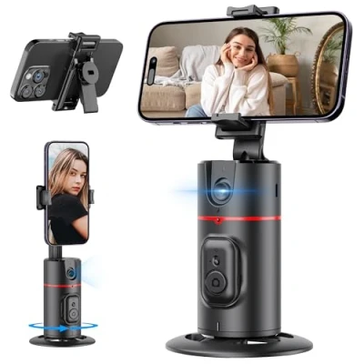 Afbeelding van Auto Tracking Smartphone Tripod, uitschuifbare mobiele telefoonhouder met AI 360 Face functie en afstandsbediening, geen app nodig, Smartphonehouder voor iPhone Android