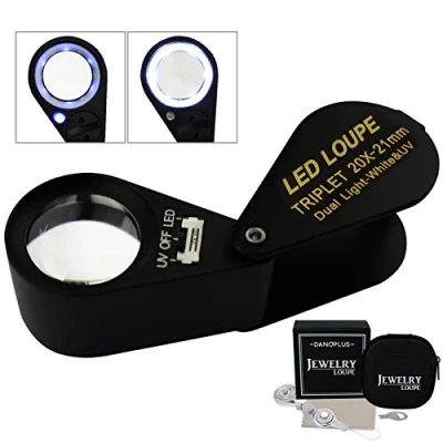 Afbeelding van 20 x vergrootglas sieraden LED UV licht 21 mm triolet optische lens glas, zak edelsteen gereedschap gereedschap, filatelist stempel, nummer munt