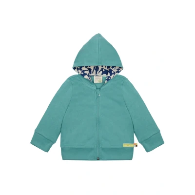 Afbeelding van loud + proud Uniseks babyjas met capuchon, GOTS gecertificeerd sweatjack, Oregano, 86/92 cm