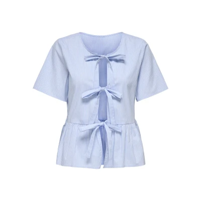 Afbeelding van JDY Jdymio String Overhemdblouse blue/white, Dames, Maat: XXL, Blue/white