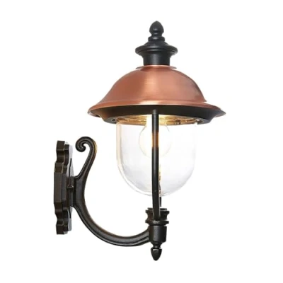 Afbeelding van Lindby Wandlamp buiten (Laterne) &#039;Clint&#039; (vintage) in Koper uit aluminium tuin, muurlamp