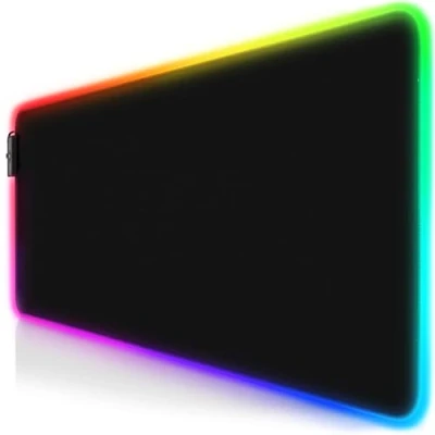 Afbeelding van CSL RGB Gaming muismat TITANWOLF LED bureauonderlegger 800x300 mm XXL Multi Color 11 verlichtingsmodi 7 kleuren plus 4 effectmodi afwasbaar zwart