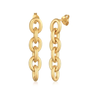 Afbeelding van Elli Chain Design Oorbellen goldcoloured, Dames, Maat: One Size, Gold coloured