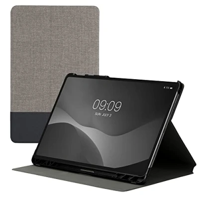 Afbeelding van kwmobile hoes geschikt voor Huawei MatePad Pro 12.6 (2021) Slanke tablethoes met standaard Tablet cover in grijs / zwart