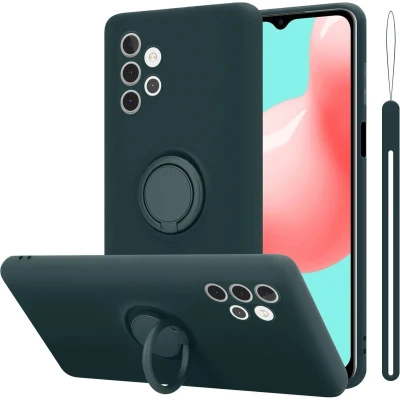 Afbeelding van Cadorabo Hoesje geschikt voor Samsung Galaxy A32 5G in LIQUID GROEN Beschermhoes van flexibel TPU silicone Case Cover met ring