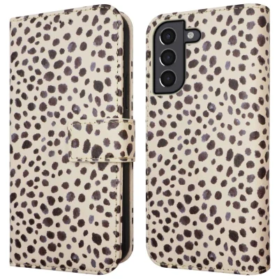 Afbeelding van Samsung Galaxy S21 Hoesje Kunstleder iMoshion Bookcase Black And White Dots Telefoonhoesje