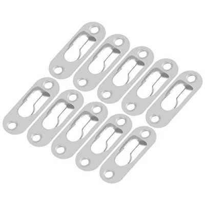Afbeelding van Sleutelgat hangers, 40 stuks zilverkleurig mentale fotohanger hangen muur indoor bevestigingsmiddelen voor spiegel fotolijstverbinding