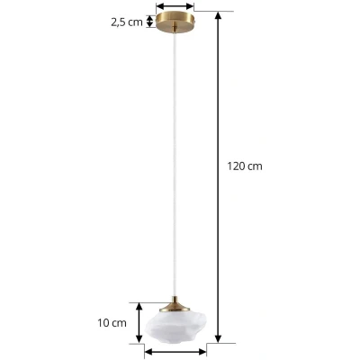 Afbeelding van Lindby hanglamp Piatra, opaal/messing, glas, Ø 16 cm, G9