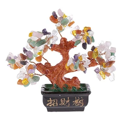 Afbeelding van lachineuse Feng Shui boom 5 elementen geïmproviseerde 12 cm Japanse Aziatische decoratie Bonzai Edelstenen Traditioneel Japans Zen Object