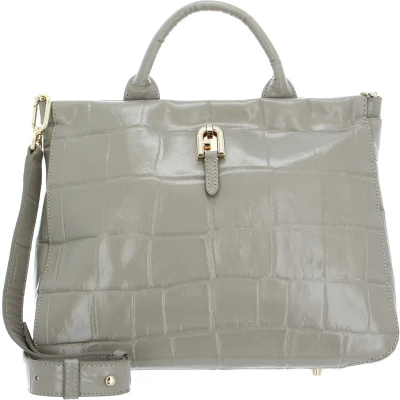 Afbeelding van FURLA Leren Handtas Schoudertas Palazzo Tote Bag Marmo Beige