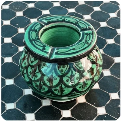 Afbeelding van Simandra Marokkaanse stormasbak, asbak, keramiek, windasbak, oosters, decoratie, groot, kleur groen