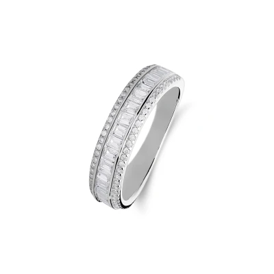 Afbeelding van Lucardi Dames Zilveren Ring baguette zirkonia 925 Zilver Zilverkleurig 16 / 50 mm