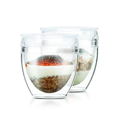 Afbeelding van Bodum Pavina to Go dubbelwandige onbreekbare beker met deksel 2 pack, 6 oz, stuks (verpakking van 1)