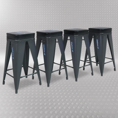 Afbeelding van Datona Werkplaatskruk 4 Stuks (40 x 40 74 cm (per stuk)) Mat zwart