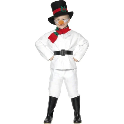Afbeelding van Snowman Costume, White, with Top, Trousers, Hat, Scarf, Belt &amp; Carrot Nose (S)
