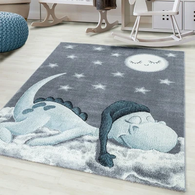 Afbeelding van Kindervloerkleed Bambi Dino Blauw 120x170cm Adana Carpets