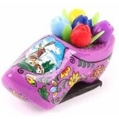 Afbeelding van Souvenir Magneet Klomp Met Tulpen Holland Paars 5 Cm Een Stuk
