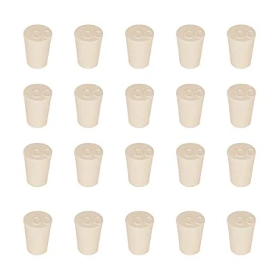 Afbeelding van stonylab Massieve Rubberen Dtoppers, (50 stuks) 00# Witte Taps Toelopende Afdichtingen Voor Laboratoriumafdichtingen