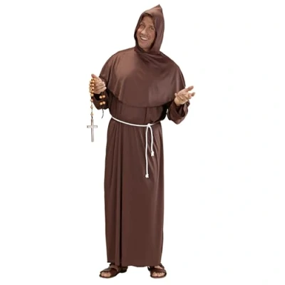 Afbeelding van Widmann 39025 monnenkostuum, capuchon en riem, capuchon, geestelijk, carnaval, themafeest, Halloween.