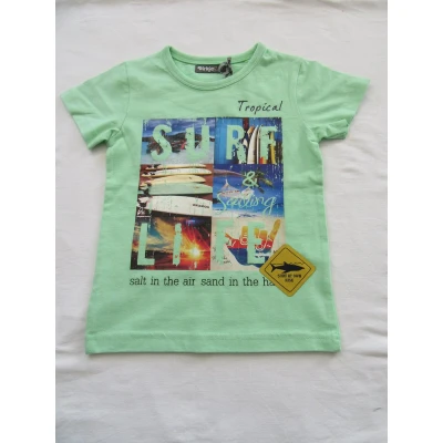 Afbeelding van dirkje , jongens, t shirt korte mouw groen tropical surf 5 jaar 110
