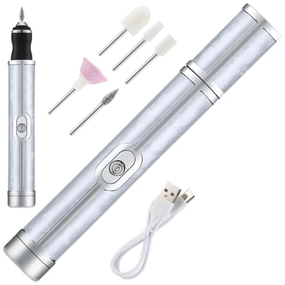 Afbeelding van Draadloze Elektrische Nagelvijl Nagelfrees Met 5 Bitjes Wit 4 Bedieningsmodi Manicure Pedicure Set Elektrisch Oplaadbaar USB C Kabel