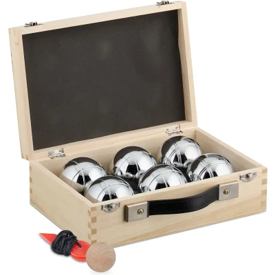 Afbeelding van Relaxdays jeu de boules set petanque ballen 6 metaal koffer