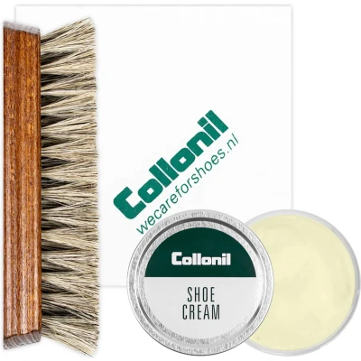 Afbeelding van Collonil Schoenpoets set 3 delig Shoe cream Poetsdoek Borstel Creme