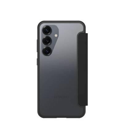 Afbeelding van OtterBox Sleek Case Series Hoes voor Samsung Galaxy S25, schokbestendig, valbestendig, ultradun, beschermende, getest volgens militaire standaard, Transparant/Zwart, Zonder Verpakking