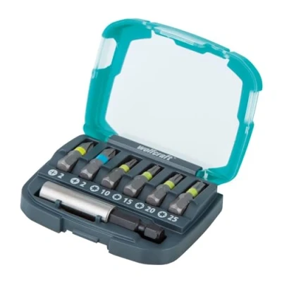 Afbeelding van wolfcraft Bit box kruiskop (PH/PZ) / TORX® (T), 7 dlg. I 2979000 6 Solid bits in verschillende maten, incl. bithouder